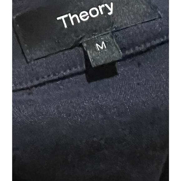 Theory Linen Blend Shirt Jacket Tunic Dark Navy Minimalist Button Up Women’s M - Picture 11 of 12